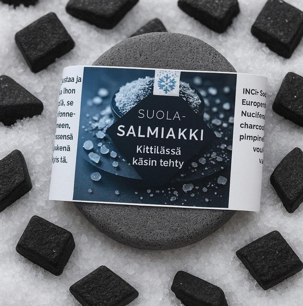 Salzseife mit Aktivkohle & "Salmiakki"-Duschseife aus Finnland